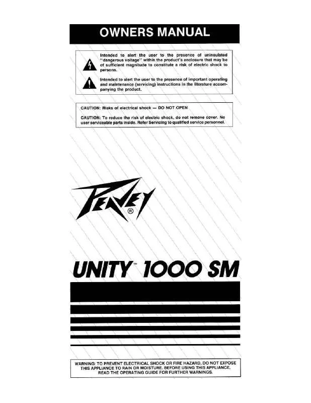 Mode d'emploi PEAVEY UNITY 1000 SM