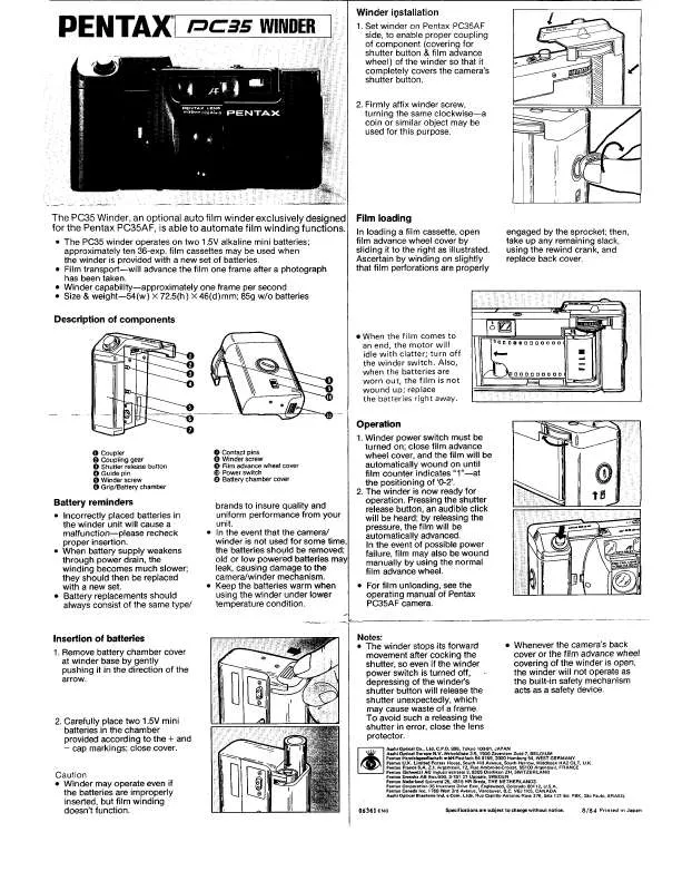 Mode d'emploi PENTAX PC-35W