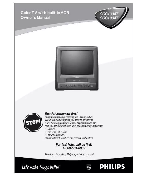 Mode d'emploi PHILIPS 13-COMBINATION TV-VCR CCC133AT