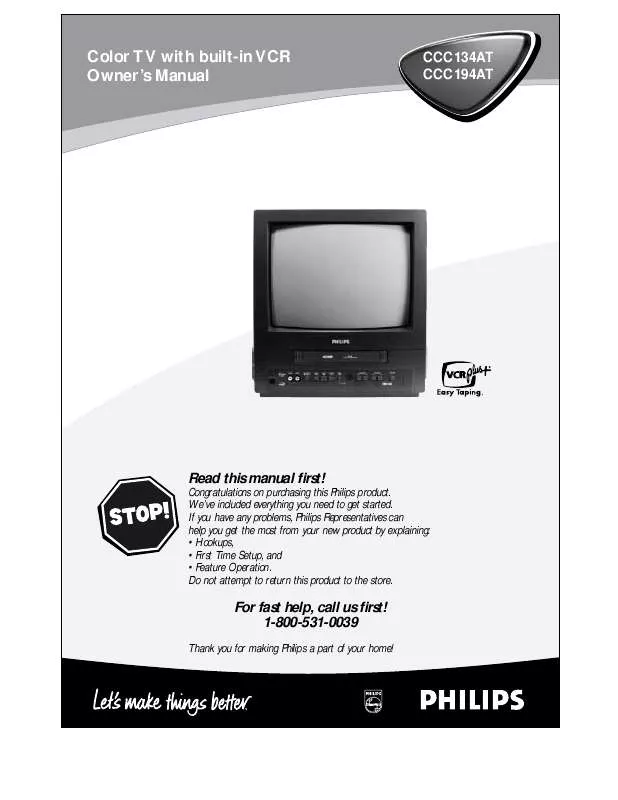 Mode d'emploi PHILIPS 13-COMBINATION TV-VCR W-VCR PLUS-PROG CCC134AT