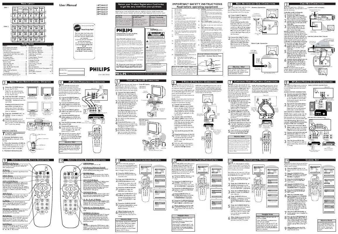 Mode d'emploi PHILIPS 14-TV 14PT6441-37B