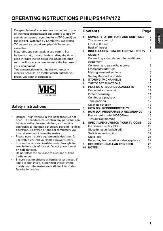 Mode d'emploi PHILIPS 14PV172