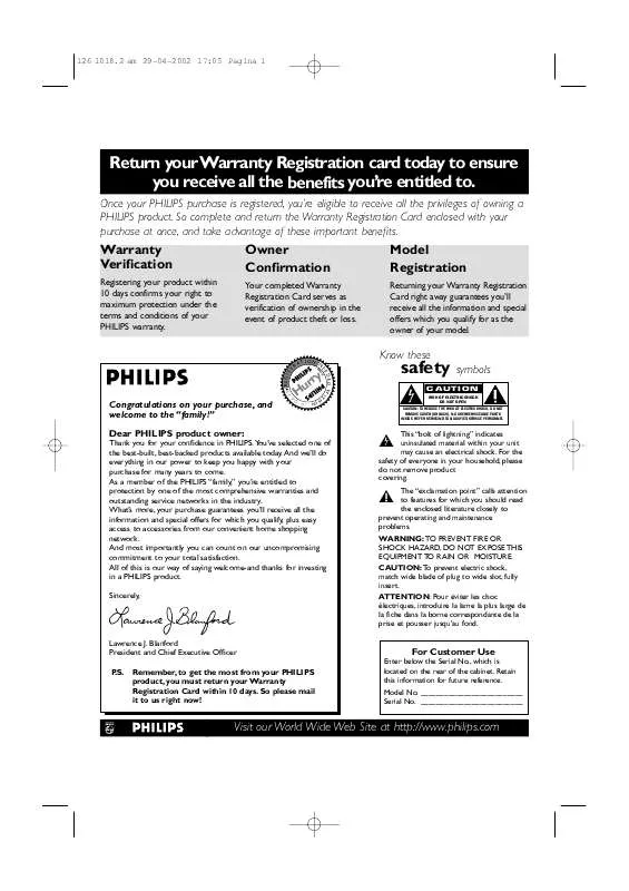 Mode d'emploi PHILIPS 15 FLAT-TV 15PF992599