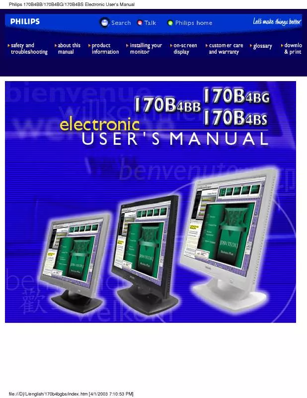 Mode d'emploi PHILIPS 170B4BG/00C