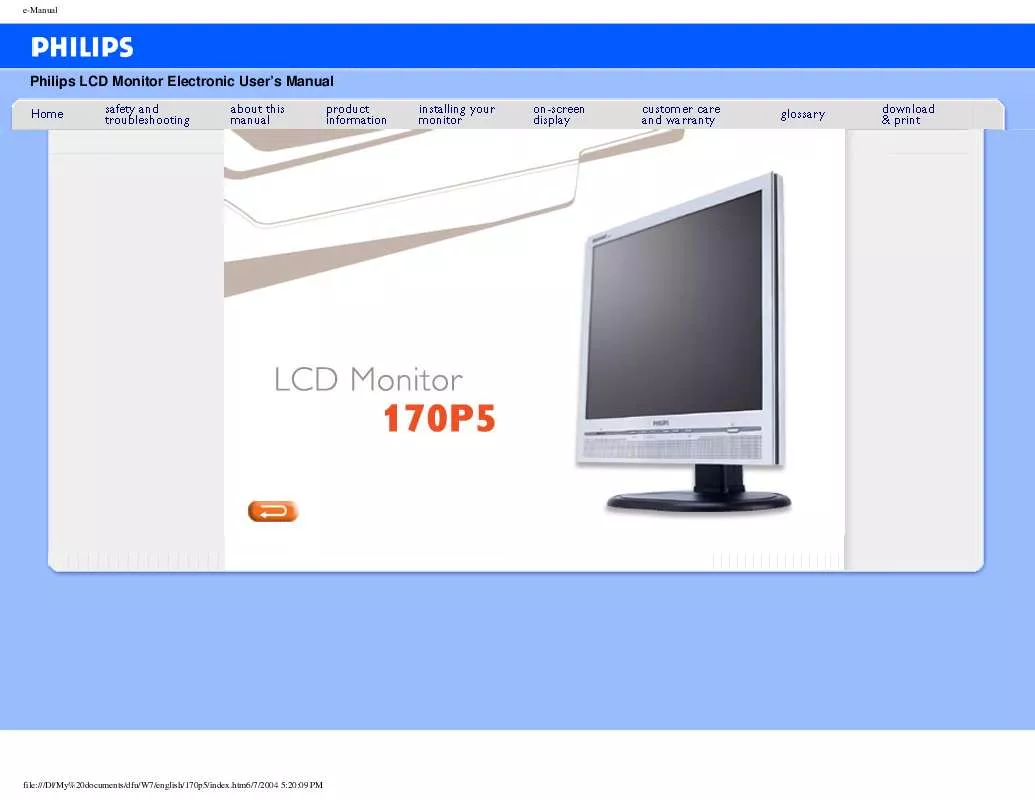 Mode d'emploi PHILIPS 170P5EB