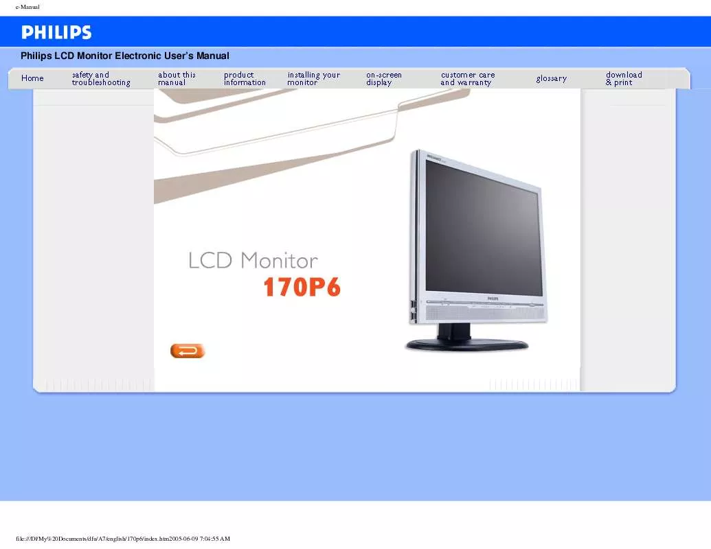 Mode d'emploi PHILIPS 170P6ES