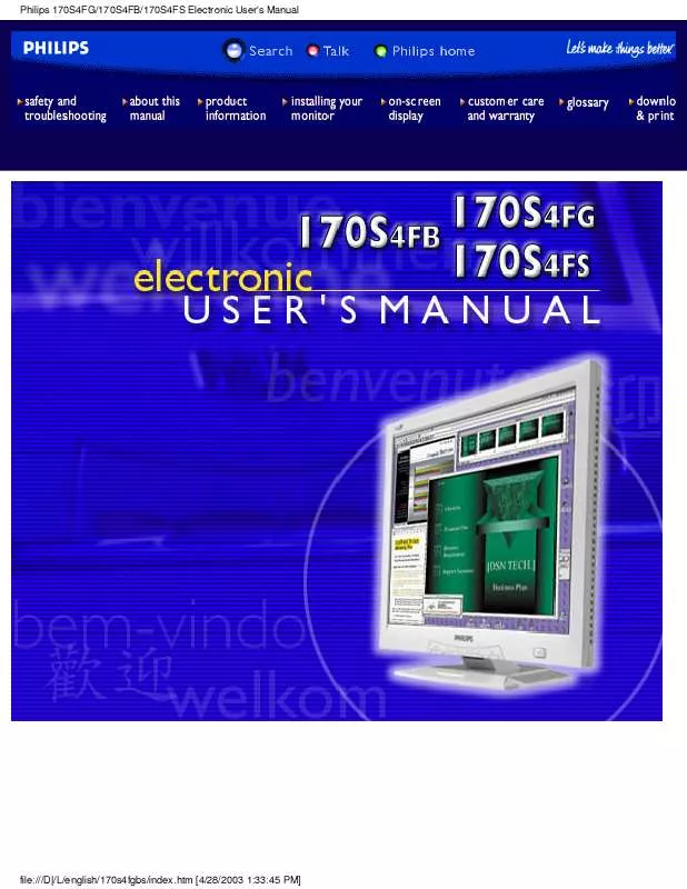 Mode d'emploi PHILIPS 170S4FB-00C