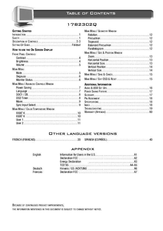 Mode d'emploi PHILIPS 17B2302Q11