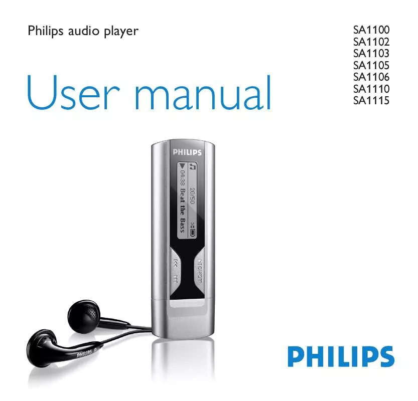 Mode d'emploi PHILIPS 1GB-FLASH AUDIO PLAYER SA1110