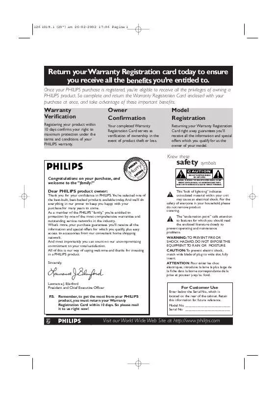 Mode d'emploi PHILIPS 20-LCD TV 20PF9925