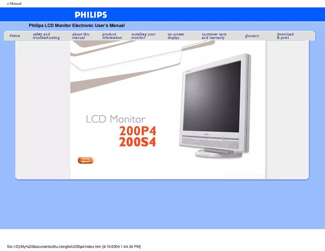 Mode d'emploi PHILIPS 200P4SB