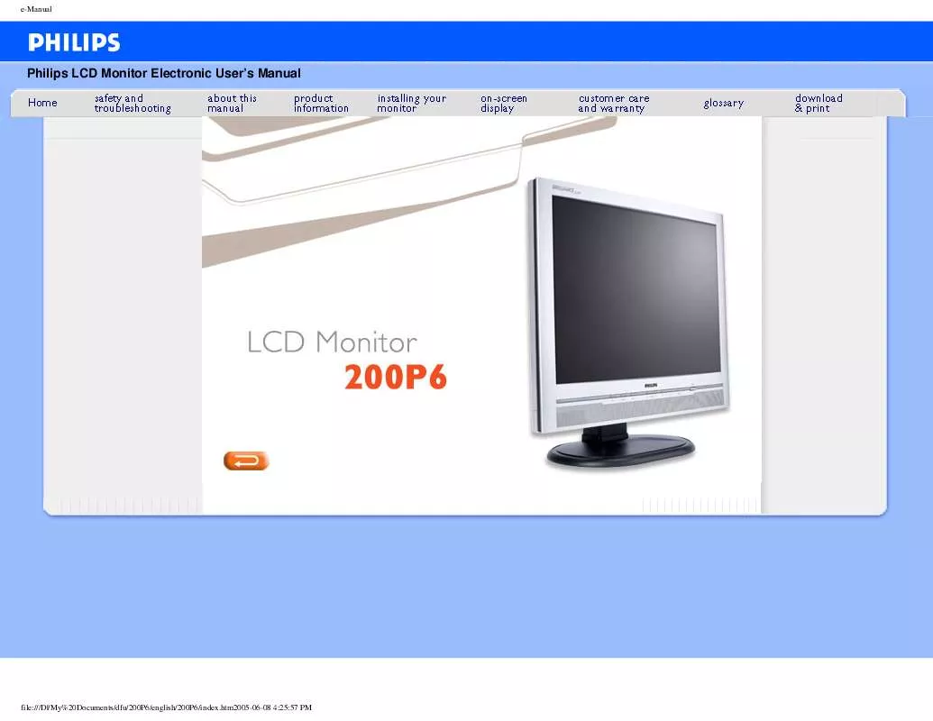 Mode d'emploi PHILIPS 200P6