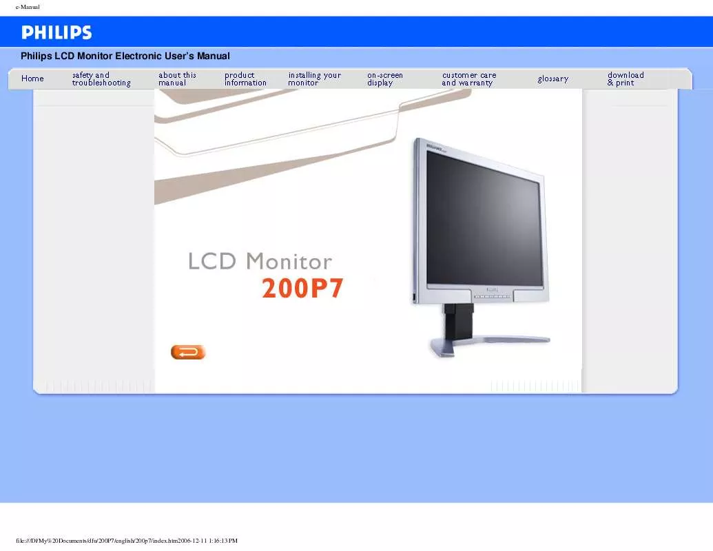 Mode d'emploi PHILIPS 200P7EB