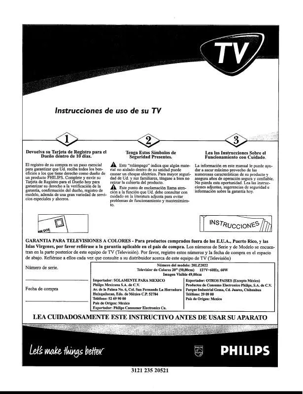 Mode d'emploi PHILIPS 20LZ202