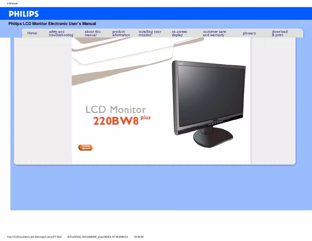 Mode d'emploi PHILIPS 220BW8CS1