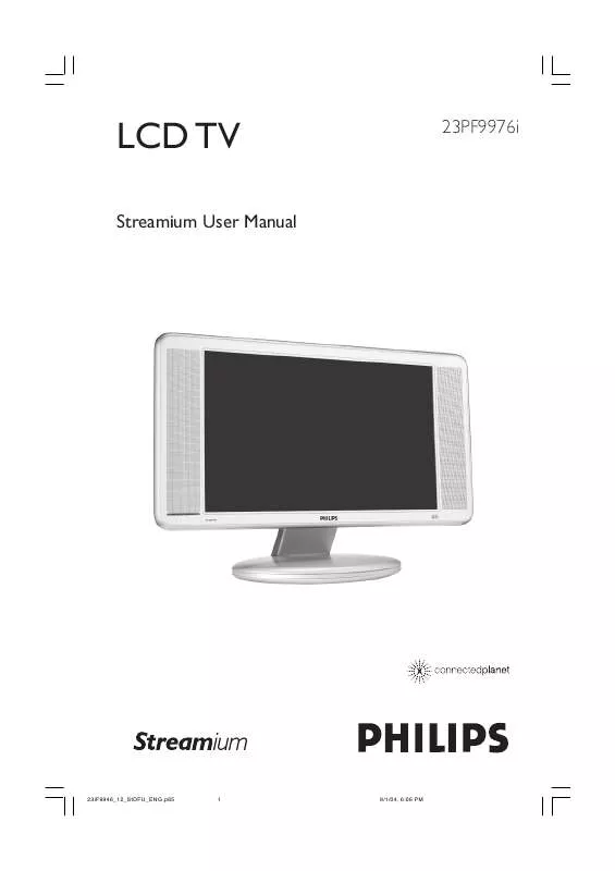 Mode d'emploi PHILIPS 23-LCD HDTV MONITOR FLAT TV DIGITAL CRYSTAL CLEAR 23PF9976I