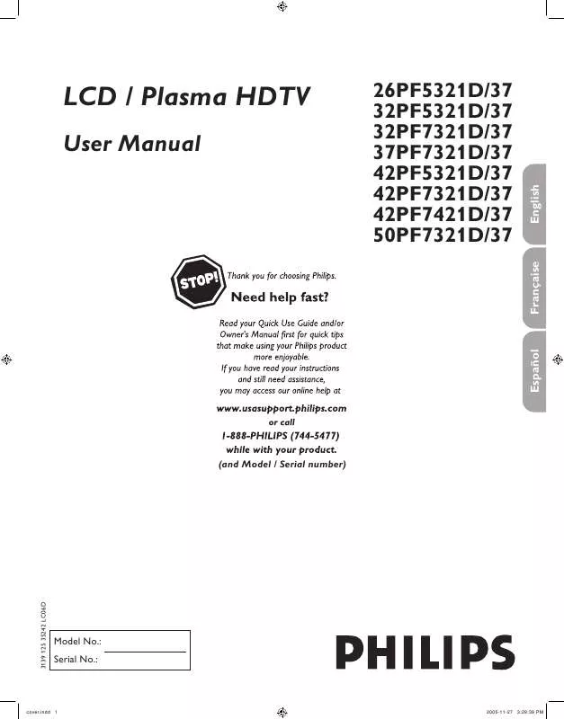 Mode d'emploi PHILIPS 26-LCD COMMERCIAL FLAT HDTV PIXEL PLUS 26HF5334D