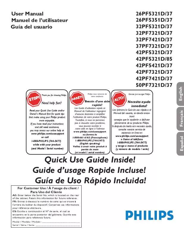 Mode d'emploi PHILIPS 26PF5321D-37B