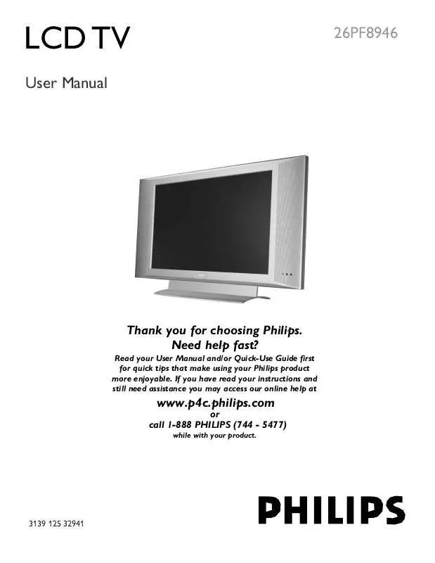 Mode d'emploi PHILIPS 26PF8946-37B