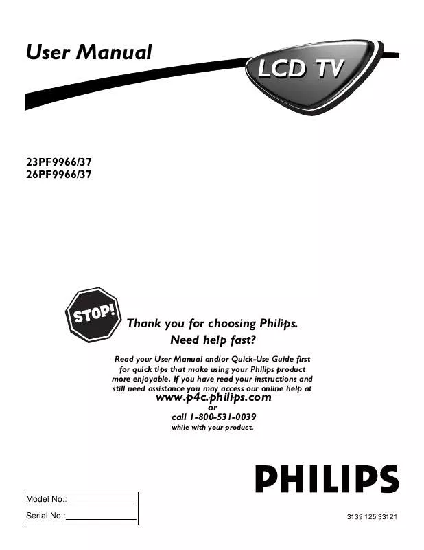 Mode d'emploi PHILIPS 26PF9966-37B