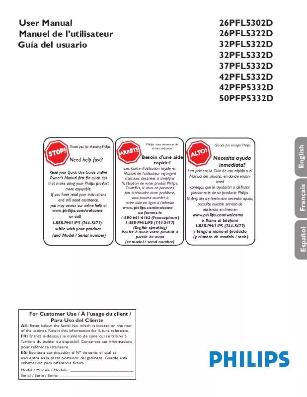 Mode d'emploi PHILIPS 26PFL5302D