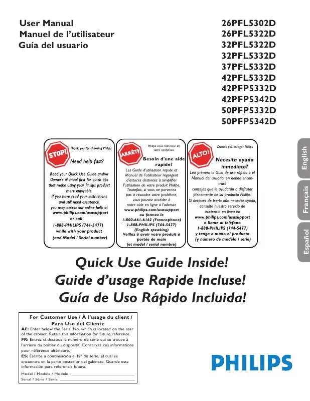 Mode d'emploi PHILIPS 26PFL5302D-37B