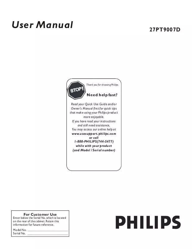 Mode d'emploi PHILIPS 27PT9007D-17B