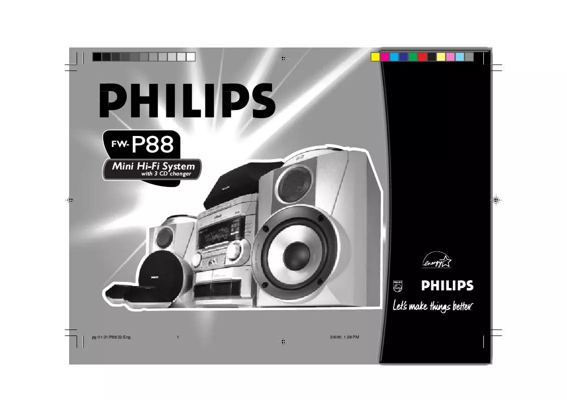 Mode d'emploi PHILIPS 3 CD CHANGER WITH DOLBY PRO LOGIC PROCESSOR FWP88C