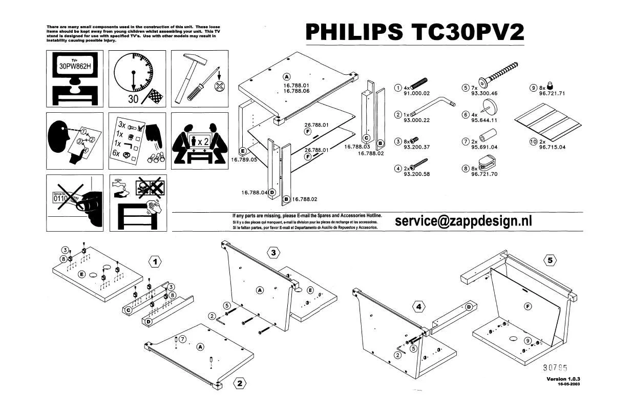 Mode d'emploi PHILIPS 30 IN TV STAND TC30PV2