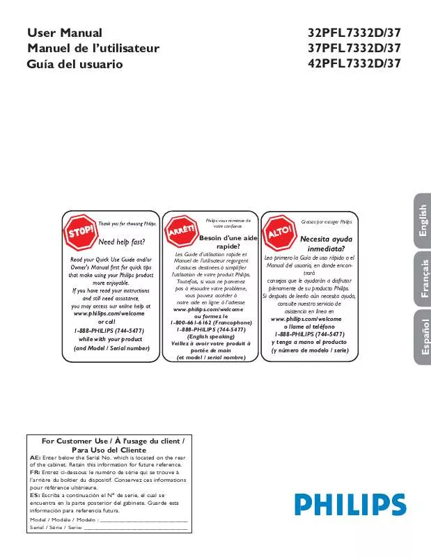 Mode d'emploi PHILIPS 32PFL7332D-37E