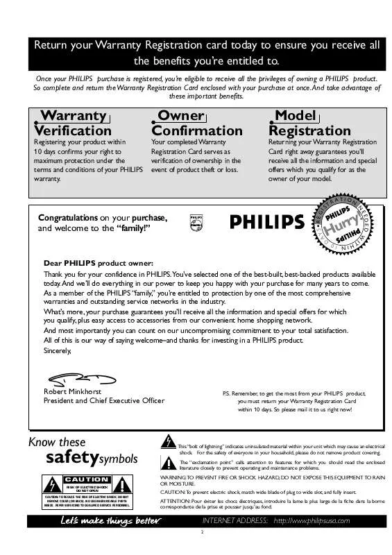 Mode d'emploi PHILIPS 34PW9847