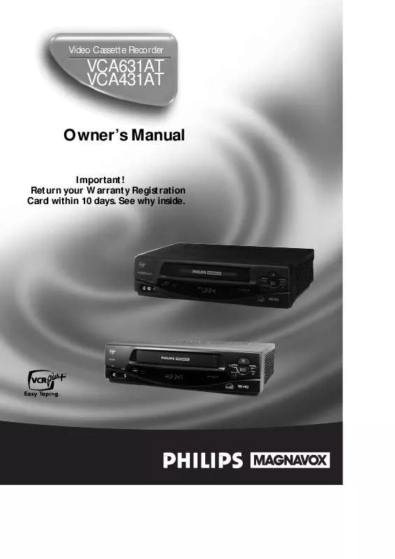 Mode d'emploi PHILIPS 4 HD HIFI LED CLOCK VCR VCA631AT