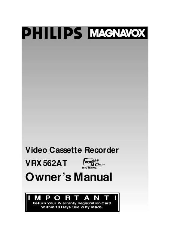 Mode d'emploi PHILIPS 4 HD HIFI REG CLOCK VCR VRX562AT