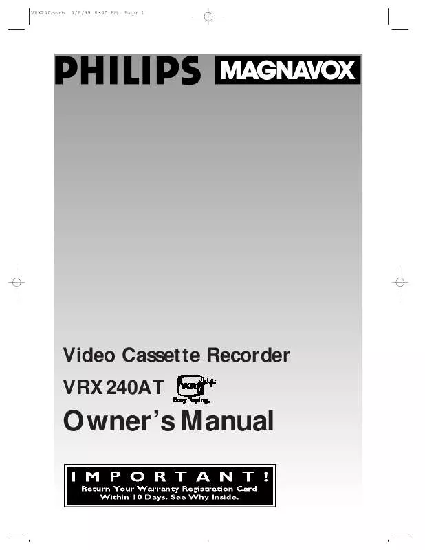 Mode d'emploi PHILIPS 4 HD LED CLOCK VCR VRX240AT