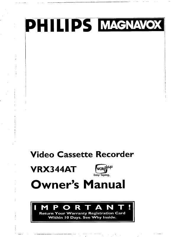 Mode d'emploi PHILIPS 4 HD SMALL CLOCK VCR VRX344AT