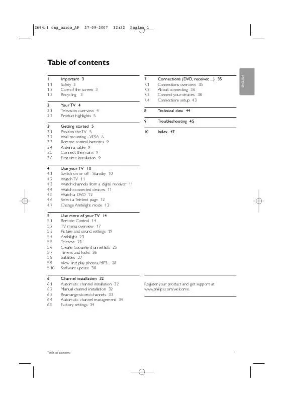 Mode d'emploi PHILIPS 42PFL9900