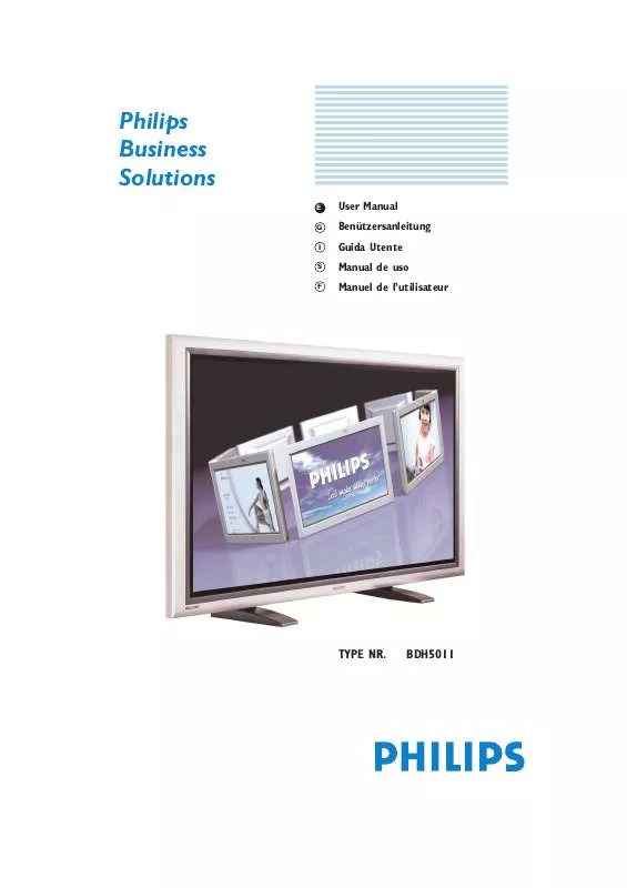 Mode d'emploi PHILIPS 50-WXGA PLASMA MONITOR BDH5011