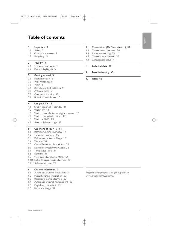 Mode d'emploi PHILIPS 52PFL9432D