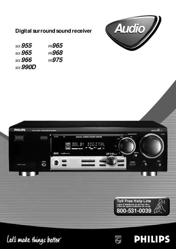 Mode d'emploi PHILIPS 60W DOLBY RECEIVER ESTIMATE FR965DHT99