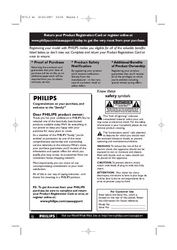 Mode d'emploi PHILIPS 63PF9631D-37B