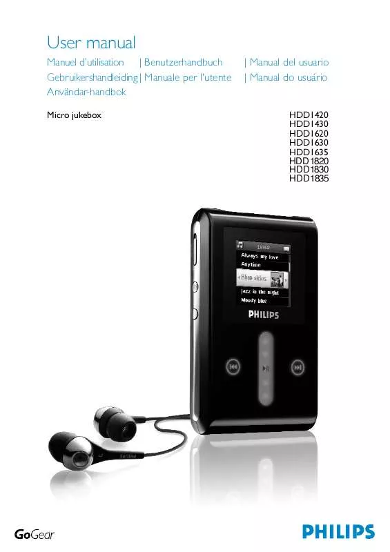 Mode d'emploi PHILIPS 6GB-MICRO JUKEBOX HDD1630