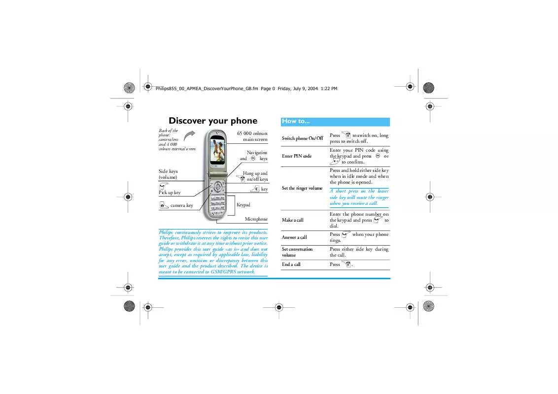 Mode d'emploi PHILIPS 855