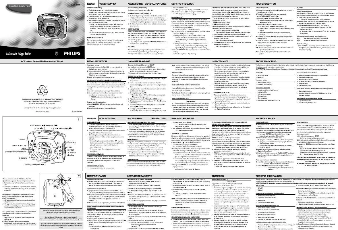 Mode d'emploi PHILIPS ACT6688