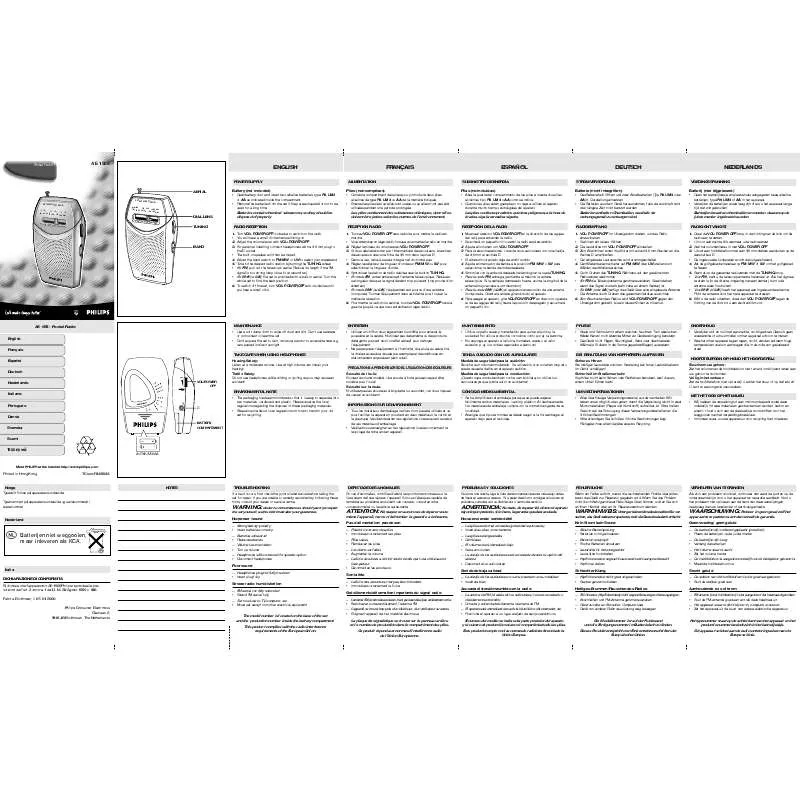 Mode d'emploi PHILIPS AE1505-00Z