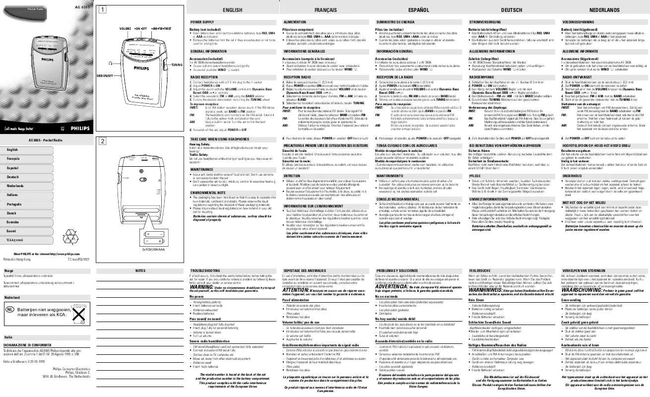 Mode d'emploi PHILIPS AE6565-20Z