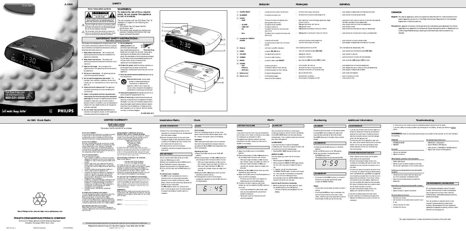 Mode d'emploi PHILIPS AJ3081