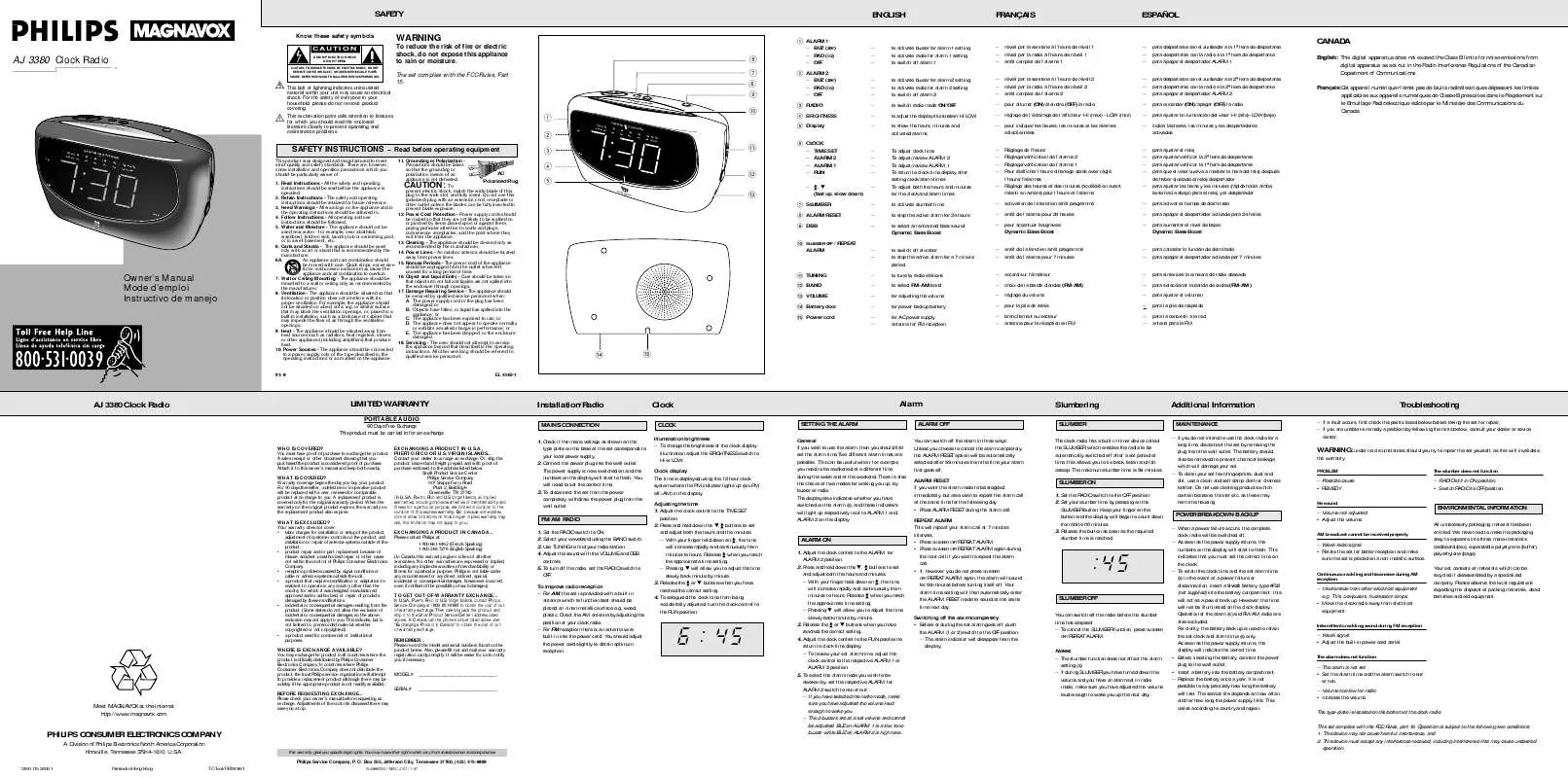 Mode d'emploi PHILIPS AJ3380