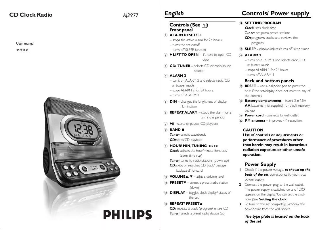 Mode d'emploi PHILIPS AJ3977-37B