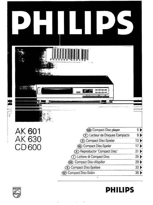 Mode d'emploi PHILIPS AK630