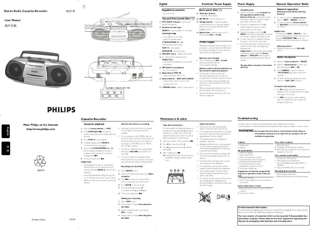 Mode d'emploi PHILIPS AQ5120